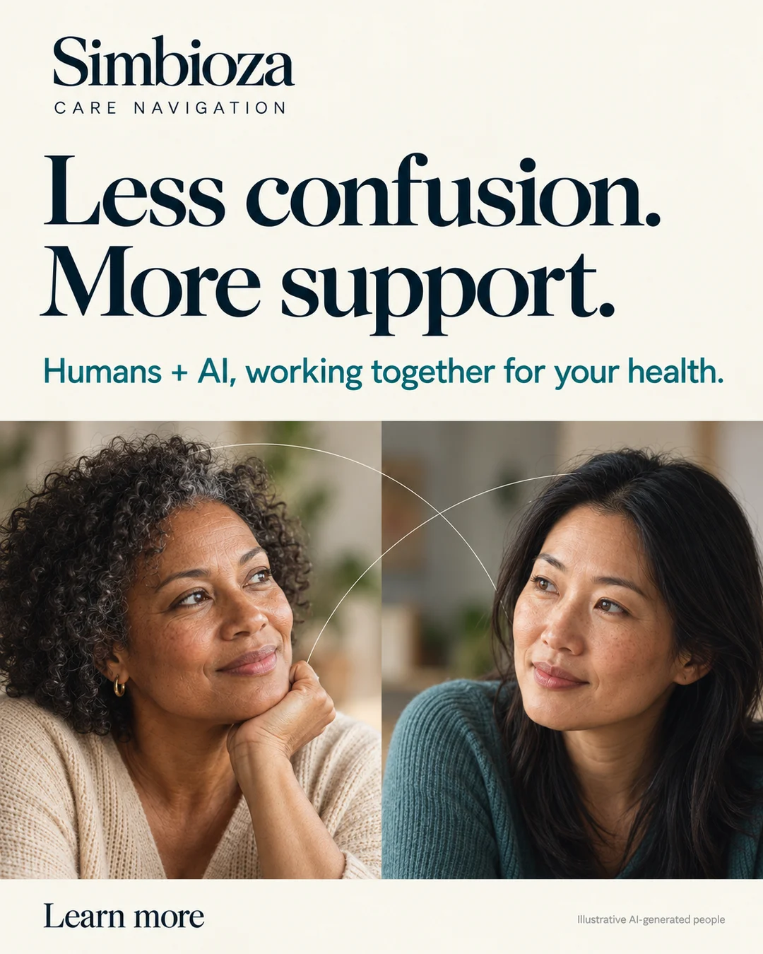Illustrative AI-generated people in conversation
